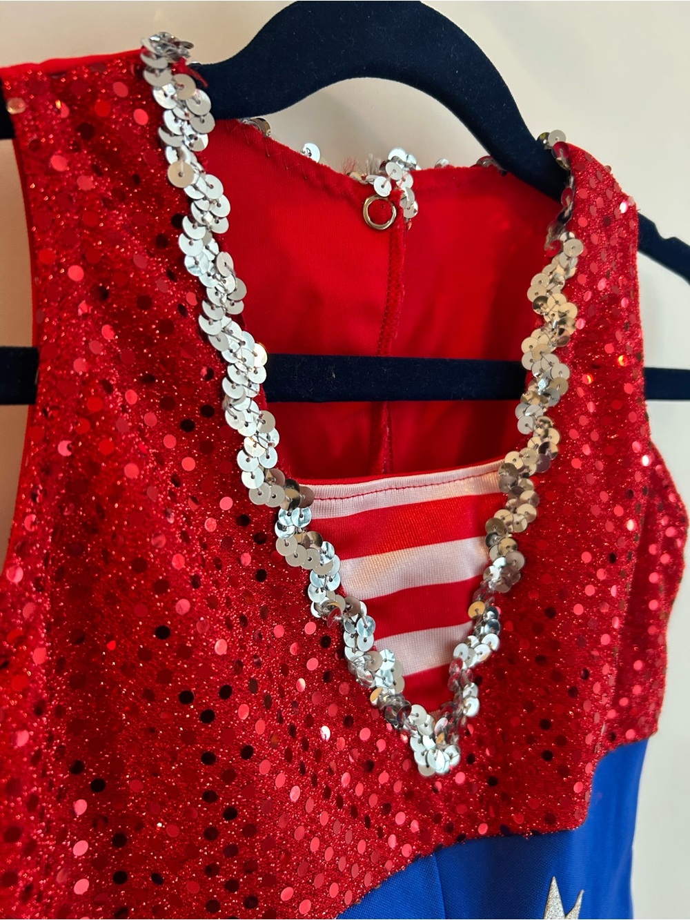 Vintage Stars and Stripes Red & Blue Sequin Dance Costume -Childs Small - Picture 7 of 9